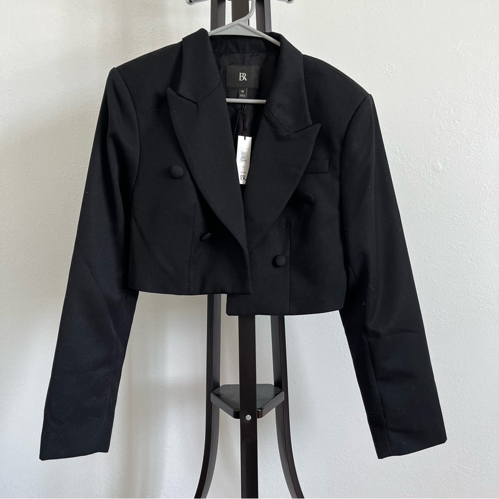 Banana Republic Cara Cropped Black Tuxedo Jacket NWT Size 10